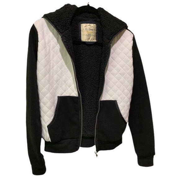 Ci Sono Jacket Quilted Jacket with hoodie black and white combination Size S - Picture 6 of 9